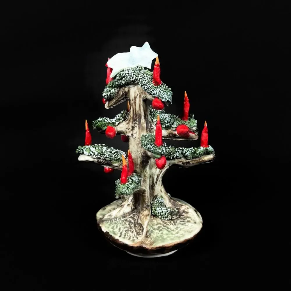 Christmas Italian Holiday Decor Capodimonte Porcelain Gnarly Rustic Tree Vintage